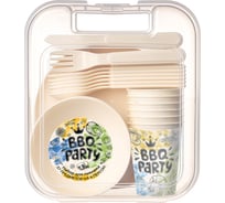 Набор для пикника IDILAND с декором, 37 предметов на 6 персон светло-бежевый 221137725/01