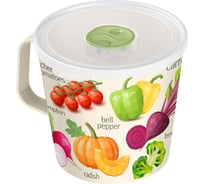 Контейнер-кружка IDILAND с клапаном с декором, 750 мл светло-бежевый 221130725/01