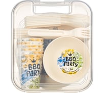 Набор для пикника IDILAND с декором, 37 предметов на 6 персон светло-бежевый 221137825/01