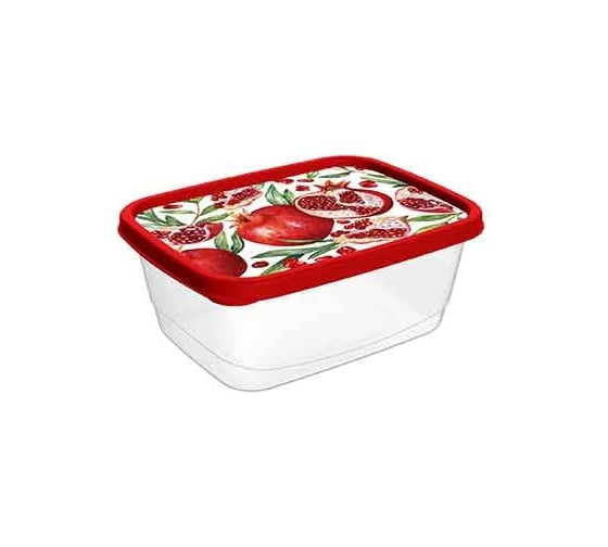 Контейнер для продуктов IDILAND прямоугольный 0.5 л с декором красный 221153606/03