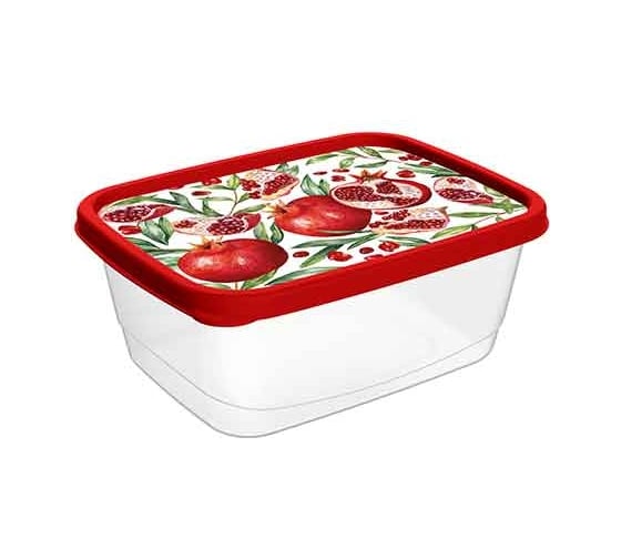 Контейнер для продуктов IDILAND прямоугольный 1.5 л с декором красный 221153806/03 1