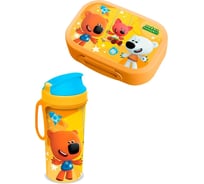 Набор Пластишка ланч-бокс 0.98 л и бутылка для воды с петлей 0.4 л, с декором ми-ми-мишки, оранжевый 431330608