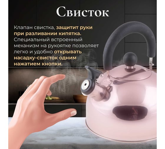 Чайник PERFECTO LINEA со свистком 1.5 л серебристый металлик Holiday 52-112018
