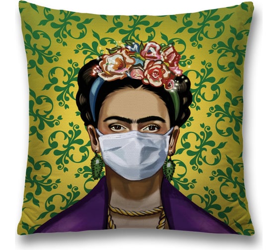 Декоративная наволочка JoyArty Фрида в маске на молнии, 45x45 см  sl_378642