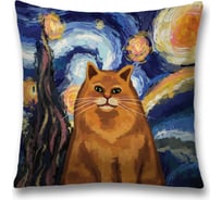 Декоративная наволочка JoyArty Звездная ночь и котик на молнии, 45x45 см  sl_378648