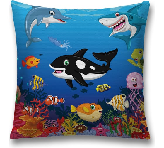 Декоративная наволочка JoyArty Вечеринка на морском дне на молнии, 45x45 см  sl_378832 1