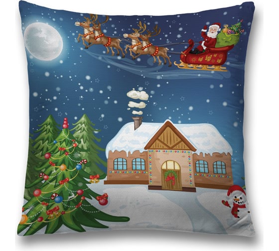Декоративная наволочка JoyArty Встреча с Сантой на молнии, 45x45 см  sl_378610 1