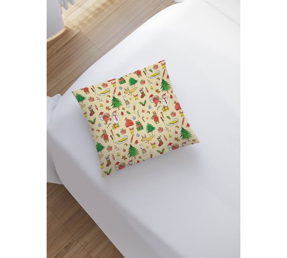 Декоративная наволочка JoyArty Новогодние игрушки на молнии, 45x45 см  sl_378602