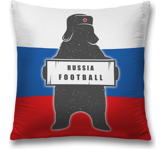 Декоративная наволочка JoyArty Русский медведь футболист на молнии, 45x45 см  sl_378901 1