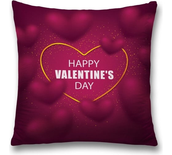Наволочка декоративная "Happy Valentine's Day" чехол на молнии, 45x45 см JOYARTY sl_422681 1