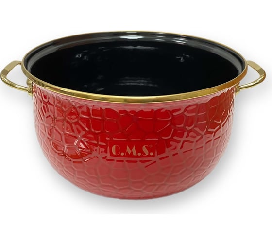 Эмалированная кастрюля OMS collection, диаметр 24 см, 6,5 л, красный, цвет ручек золото 1009-Rd-24-Gd