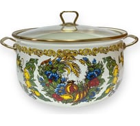 Эмалированная кастрюля OMS collection, диаметр 18 см, 2,8 л, белый, цвет ручек золото 1008-VL-18-Gd