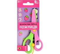Ножницы для детей Феникс + Пандочки розовый, салатовый, 13.6x6.2 см, асимметричные, безопасные лезвия 4.8 см, с возвратным механизмом 61429