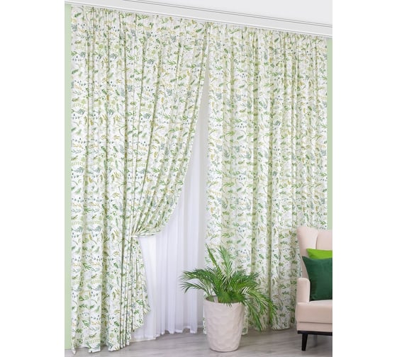 Комплект интерьерных штор для гостиной, спальни, кухни Altali 2 шт., 150x270 см, коллекция хвоя 175-3047/1