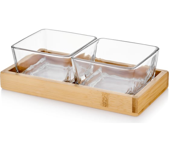 Менажница Walmer Wood&Glass 2 отделения, 20x11x7.5 см W37000154 1