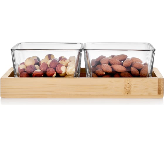 Менажница Walmer Wood&Glass 2 отделения, 20x11x7.5 см W37000154