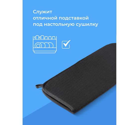 Коврик для сушки посуды SHINY KITCHEN черный B0232