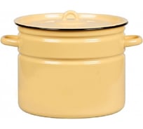 Эмалированная цилиндрическая кастрюля СТАЛЬЭМАЛЬ 9 л, кремовая экзотика 1с200с ПД3882