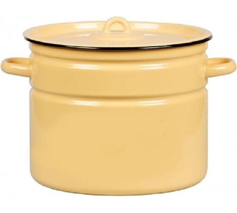 Эмалированная цилиндрическая кастрюля СТАЛЬЭМАЛЬ 9 л, кремовая экзотика 1с200с ПД3882