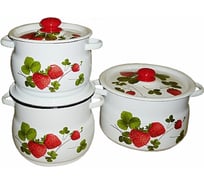 Эмалированный набор Сибирские товары №11 3 предмета, летняя ягода ТБ2585