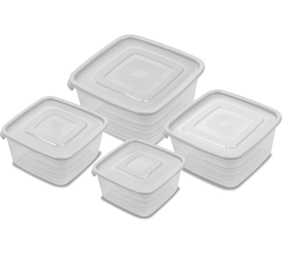 Контейнер Martika для продуктов СВЧ Унико квадратный набор 0,45л; 0,9л; 1,4л; 2,1л С220