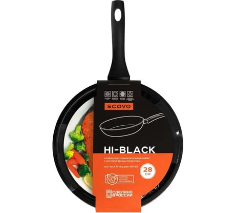 Сковорода SCOVO Hi-Black d 280 мм, стеклянная крышка HB-011