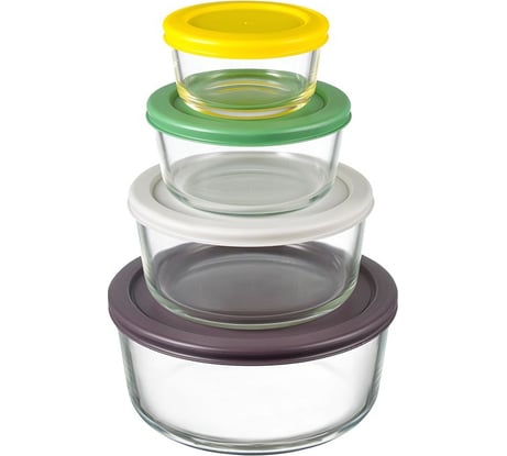 Набор контейнеров для запекания и хранения Smart Solutions круглые с крышками, 4 шт. SFE-SS-CN-GLS-Set4