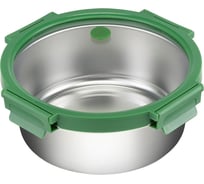Ланч-бокс Smart Solutions стальной со стеклянной крышкой, 1,5 л, зеленый SFE-SS-LB-ST-GLS-GRN-1.5