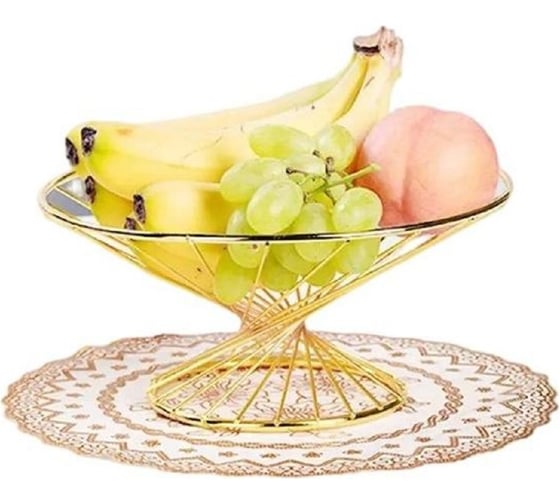 Ваза для фруктов Homium Kitchen, Gold золотой, витая fruit02gold
