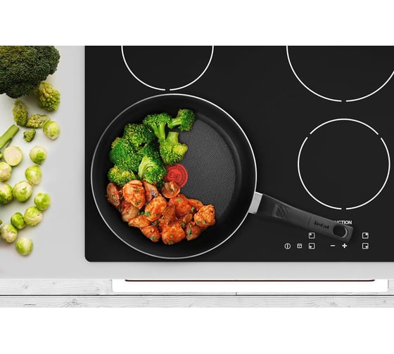 Сковорода TEFAL Easy Plus 04206128 круглая 28 см несъемная ручка без крышки черный 9100042516 1610814