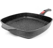 Сковорода-гриль нева металл посуда антипригарное покрытие литая 28x28см съемная ручка индукция Гранит L184028Gi