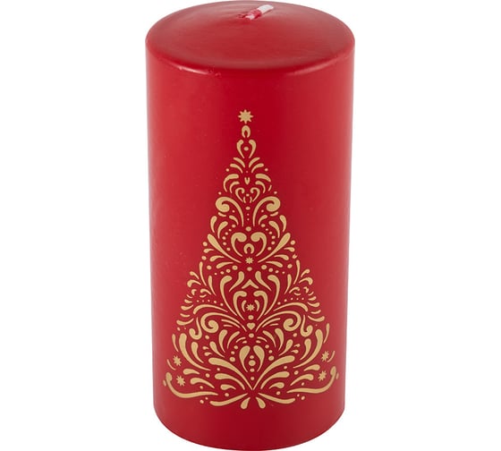 Свеча Волшебная страна deco christmas 56x120 мм, ель, золото на бордовом 103400
