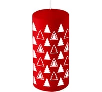 Свеча Волшебная страна deco christmas 50x100 мм, елочки, белые на бордовом 106145