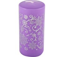 Свеча Волшебная страна deco christmas 50x100 мм, зимние узоры, серебро на сиреневом 106150