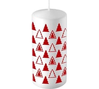 Свеча Волшебная страна deco christmas 50x100 мм, елочки, красные на белом 106146