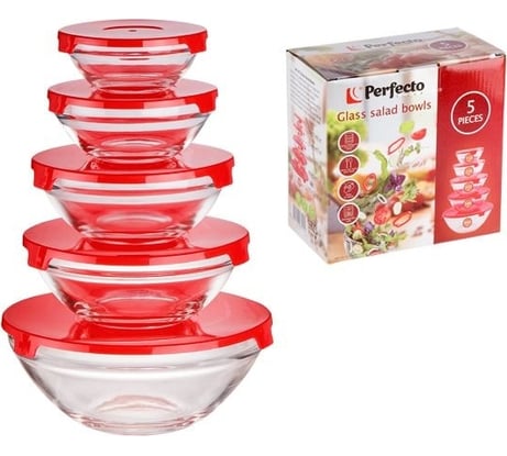 Набор салатников PERFECTO LINEA Positivo с крышками 22-808001