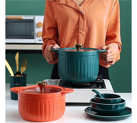 Супница Homium Family, с крышкой, зеленый, объем 2,7 л Green2.7L