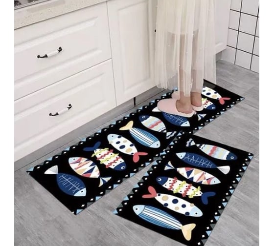 Коврики ZDK Homium Home, набор 2 шт., синий, рыбки set2mat01