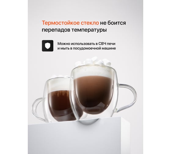 Термо-кружка с двойными стенками, чашка для чая и кофе с двойным дном Limpid Side 2 шт., 250 мл Z0111