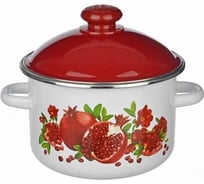 Эмалированная цилиндрическая кастрюля Сибирские товары 2.0 л, с ободком, белая крышка, вишневый гранатовый сок 6md161m ТП1605