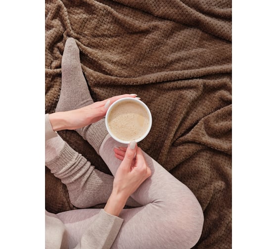 Покрывало-плед Guten Morgen Велсофт, Жаккардовый, рис.19-1121, Шоколад, 200x220 см ПВЖШ-19-1121-200-220