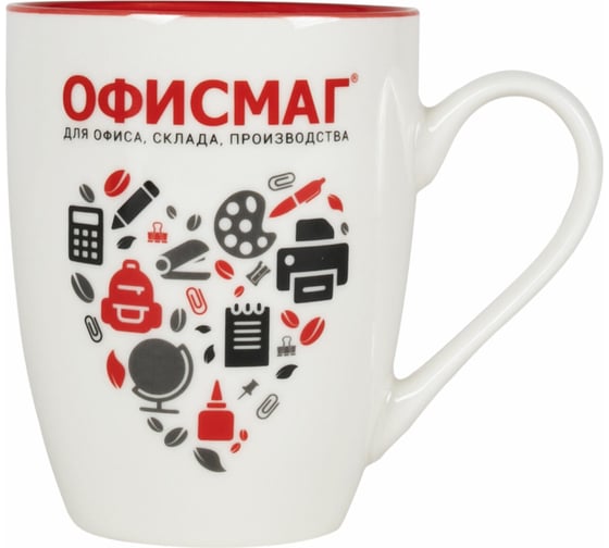 Кружка ОФИСМАГ 340 мл, керамика, белая 608371