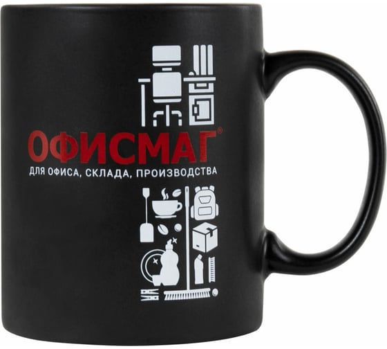 Кружка ОФИСМАГ 340 мл, керамика, черная 608372