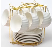 Чайный набор Balsford ГРАЦИЯ Анжелика 12 6 чашек 220 мл, 6 блюдец, металлический стенд, цветная упаковка 101-01061