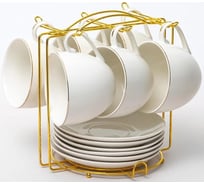 Чайный набор Balsford ГРАЦИЯ Шелк 12 6 чашек 235 мл, 6 блюдец, металлический стенд, цветная упаковка 101-01067