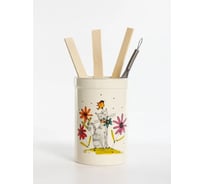 Набор кухонных принадлежностей Elrington СЕРЫЙ КОТ 5 подставка 85x85x220 мм, деревянная ложка, вилка, лопатка, металлический венчик, цветная упаковка 208-07002