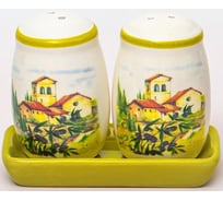 Набор для специй Elrington ИТАЛЬЯНСКИЙ ДВОРИК солонка 112 мм, перечница 112 мм на керамической подставке, подарочная упаковка 110-07130