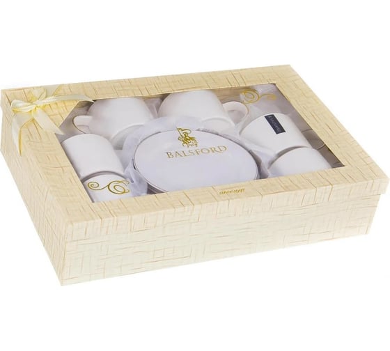 Чайный набор Balsford ГРАЦИЯ 12 6 чашек 280 мл, 6 блюдец, NEW BONE CHINA, подарочная упаковка 101-01038
