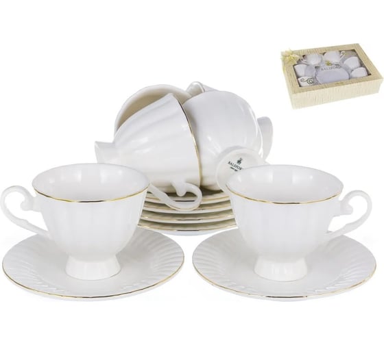 Кофейный набор Balsford ГРАЦИЯ 12 6 чашек 120 мл, 6 блюдец, NEW BONE CHINA, подарочная упаковка 101-01007