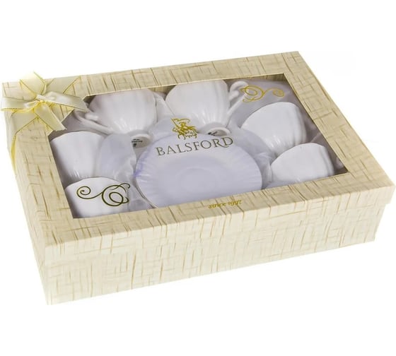 Кофейный набор Balsford ГРАЦИЯ 12 6 чашек 120 мл, 6 блюдец, NEW BONE CHINA, подарочная упаковка 101-01007